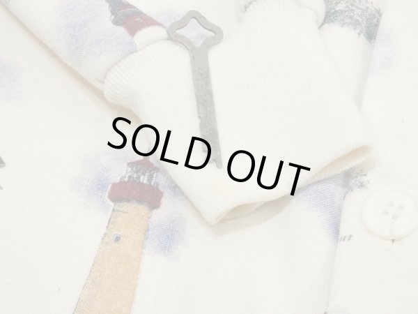 画像12: USA製 90s ARTUNLIMITED SPORTSWEAR  灯台 アート プリント スウェット カーディガン ガウン ジャケット (12)