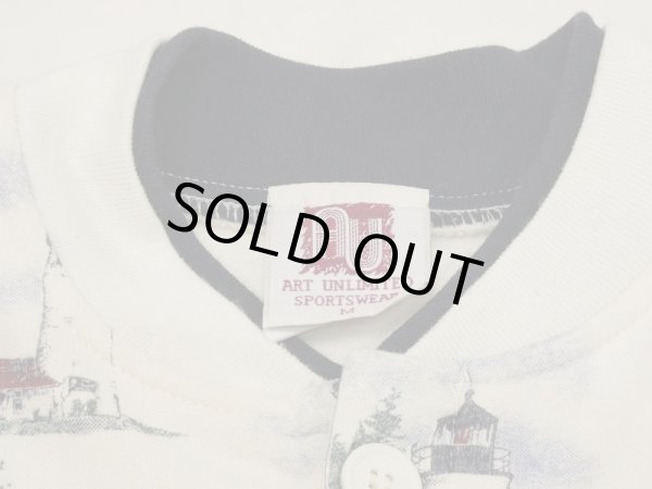 画像6: USA製 90s ARTUNLIMITED SPORTSWEAR  灯台 アート プリント スウェット カーディガン ガウン ジャケット (6)