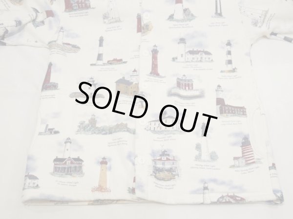 画像9: USA製 90s ARTUNLIMITED SPORTSWEAR  灯台 アート プリント スウェット カーディガン ガウン ジャケット (9)