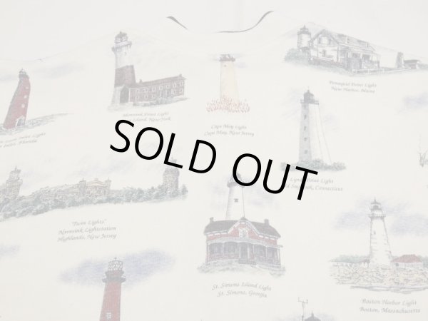 画像13: USA製 90s ARTUNLIMITED SPORTSWEAR  灯台 アート プリント スウェット カーディガン ガウン ジャケット (13)