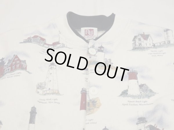 画像8: USA製 90s ARTUNLIMITED SPORTSWEAR  灯台 アート プリント スウェット カーディガン ガウン ジャケット (8)