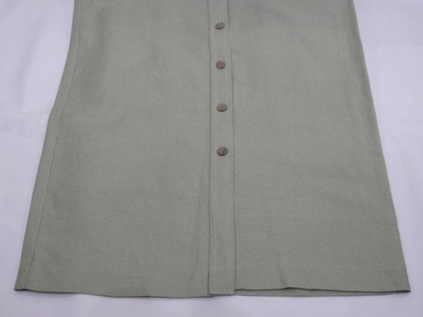 画像9: 90s ビンテージ Lizsport リネン コットン ピスタチオグリーン  前開き タイト スカート (9)