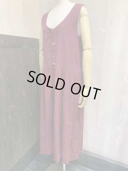 画像2: 90s Eddie Bauer 前開き コーデュロイ サロペット ワンピース ドレス ジャンパースカート (2)