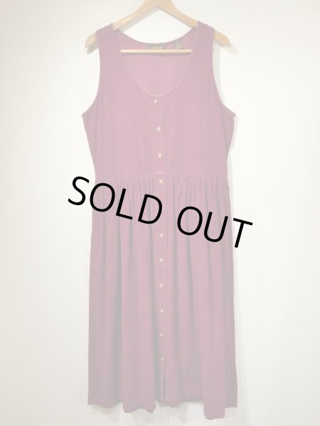 画像4: 90s Eddie Bauer 前開き コーデュロイ サロペット ワンピース ドレス ジャンパースカート (4)