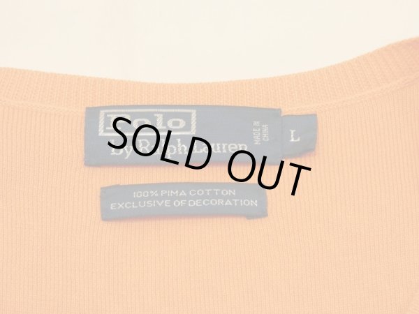 画像6: 90s Polo Ralph Lauren オレンジ カラー ポニー ワンポイント 刺繍 ピマコットン ニット ベスト (6)
