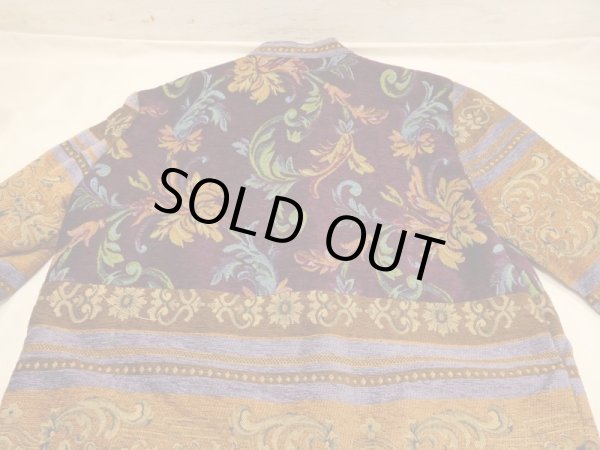 画像12: 90s ビンテージ SAGHARBOR バンドカラー オリエンタル ボタニカル ゴブラン織り ラグ ジャケット (12)