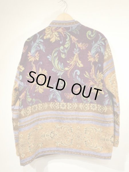 画像5: 90s ビンテージ SAGHARBOR バンドカラー オリエンタル ボタニカル ゴブラン織り ラグ ジャケット (5)