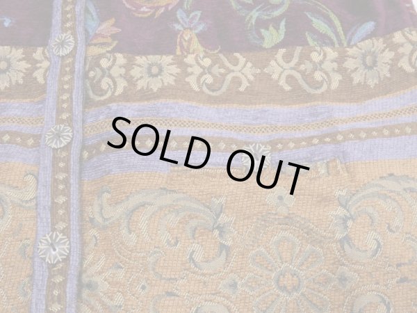 画像9: 90s ビンテージ SAGHARBOR バンドカラー オリエンタル ボタニカル ゴブラン織り ラグ ジャケット (9)