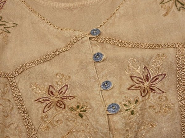 画像8: 90s ビンテージ ETHNICS エンブロイダリー ワッシャー加工 レイヤード風 ワンピース ドレス   (8)