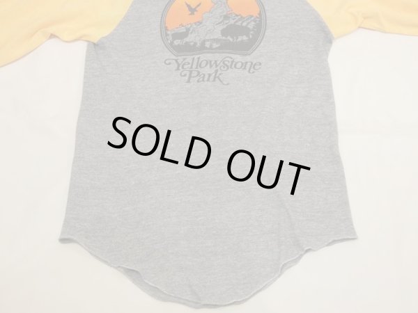 画像10: 80s ビンテージ Yellowstone Park スーベニア プリント ラグラン スリーブ 七分袖 Tシャツ ベースボールT (10)