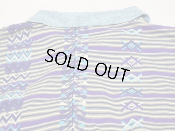 画像13: ITALY製 90s ユーロビンテージ NORWAY 幾何学模様 エスニック 総柄 ショート クロップド 丈 ポロシャツ  (13)