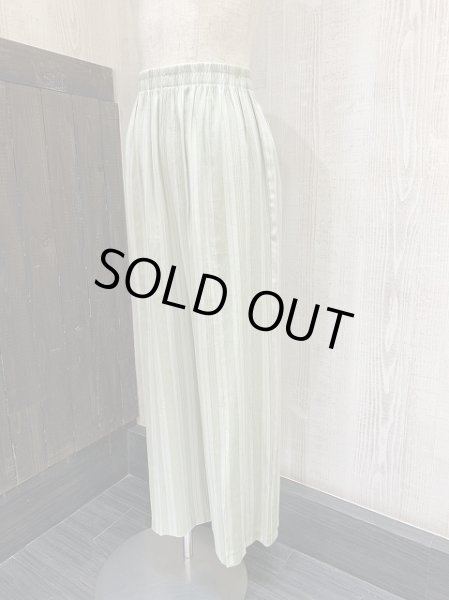 画像2: 90s UNKNOWN ピスタチオグリーン ランダム ストライプ レーヨン イージー ワイド パンツ リラックス パンツ (2)