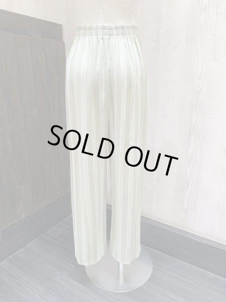 画像3: 90s UNKNOWN ピスタチオグリーン ランダム ストライプ レーヨン イージー ワイド パンツ リラックス パンツ (3)