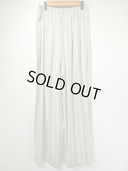 画像5: 90s UNKNOWN ピスタチオグリーン ランダム ストライプ レーヨン イージー ワイド パンツ リラックス パンツ (5)