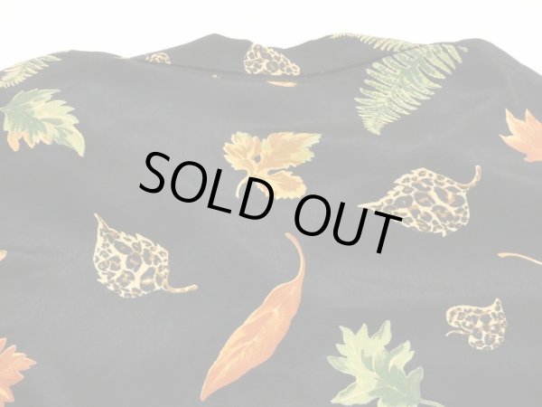 画像11: USA製 80s 90s CLIO リーフ レオパード ブラック レーヨン オープンカラー S/S シャツ  柄シャツ  (11)