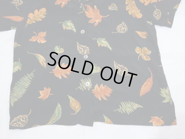 画像9: USA製 80s 90s CLIO リーフ レオパード ブラック レーヨン オープンカラー S/S シャツ  柄シャツ  (9)