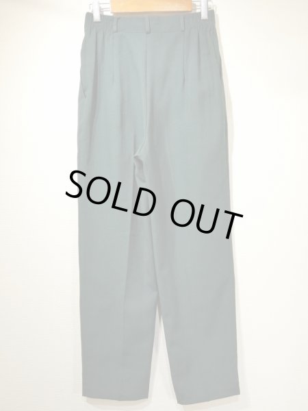 画像5: 90s FUNDAMENTAL THINGS ダークグリーン ツータック テーパード スラックス カラー パンツ (5)