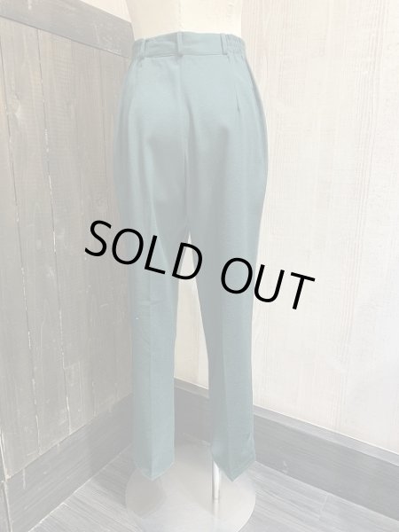 画像3: 90s FUNDAMENTAL THINGS ダークグリーン ツータック テーパード スラックス カラー パンツ (3)