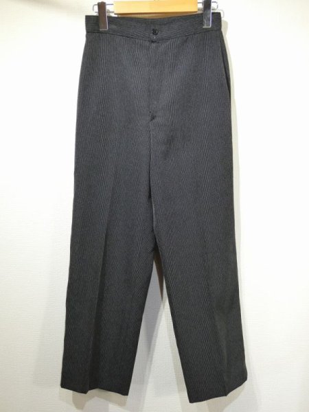 画像4: 90s H H S ピンストライプ ブラック スラックス パンツ  (4)