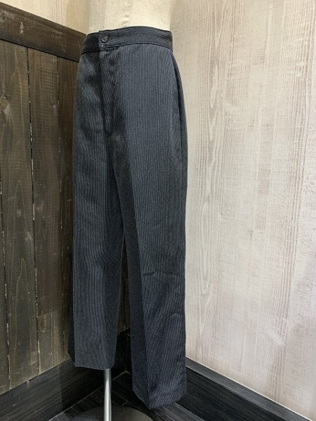 画像2: 90s H H S ピンストライプ ブラック スラックス パンツ  (2)