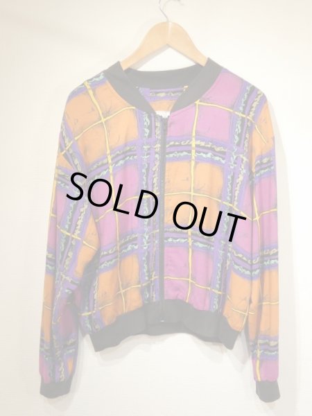 画像4: USA製 80s 90s ESSAY BY SHARON ANTHONY 総柄 レーヨン ショート クロップド 丈 短丈 デザイン ブルゾン ジャケット (4)