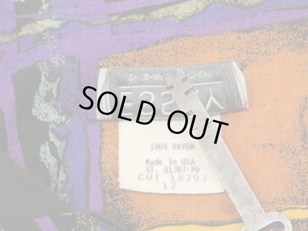 画像7: USA製 80s 90s ESSAY BY SHARON ANTHONY 総柄 レーヨン ショート クロップド 丈 短丈 デザイン ブルゾン ジャケット (7)