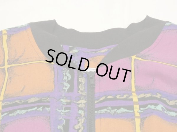 画像8: USA製 80s 90s ESSAY BY SHARON ANTHONY 総柄 レーヨン ショート クロップド 丈 短丈 デザイン ブルゾン ジャケット (8)