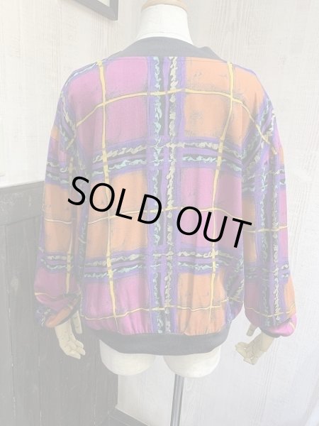画像3: USA製 80s 90s ESSAY BY SHARON ANTHONY 総柄 レーヨン ショート クロップド 丈 短丈 デザイン ブルゾン ジャケット (3)