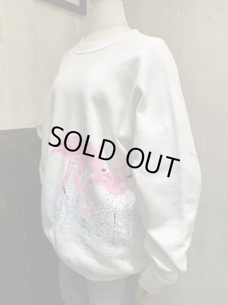 画像2: USA製 90s ビンテージ SCREEN STARS フラミンゴ 両面 プリント スウェット トレーナー  (2)