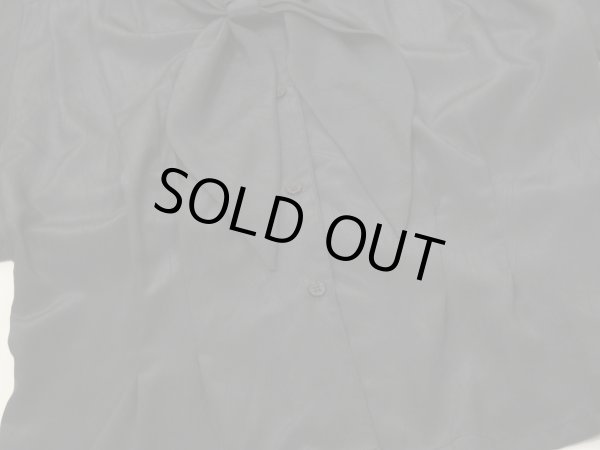 画像9: USA製 80s 90s Liz Baker タック シルエット リボンカラー スカーフカラーデザイン  ブラック ブラウス (9)