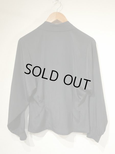 画像5: USA製 80s 90s Liz Baker タック シルエット リボンカラー スカーフカラーデザイン  ブラック ブラウス (5)