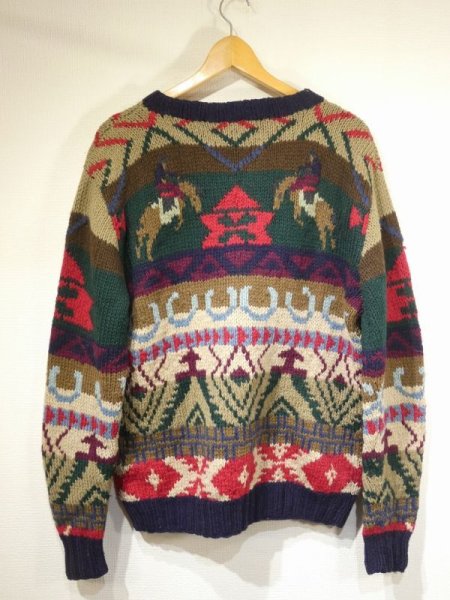 画像5: 80s 90s Arbor way 乗馬 ネイティブ 幾何学模様  総柄 ウール ニット セーター (5)
