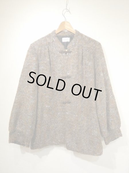 画像4: 80s ビンテージ KORET メランジ織り ミックスカラー モヘア  チャイナボタン ニット カーディガン ジャケット (4)