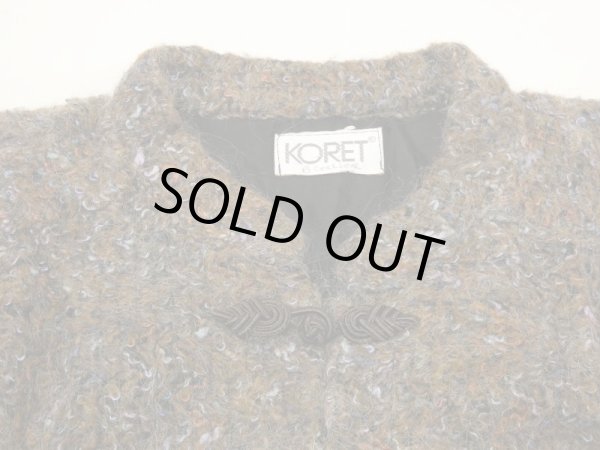 画像7: 80s ビンテージ KORET メランジ織り ミックスカラー モヘア  チャイナボタン ニット カーディガン ジャケット (7)