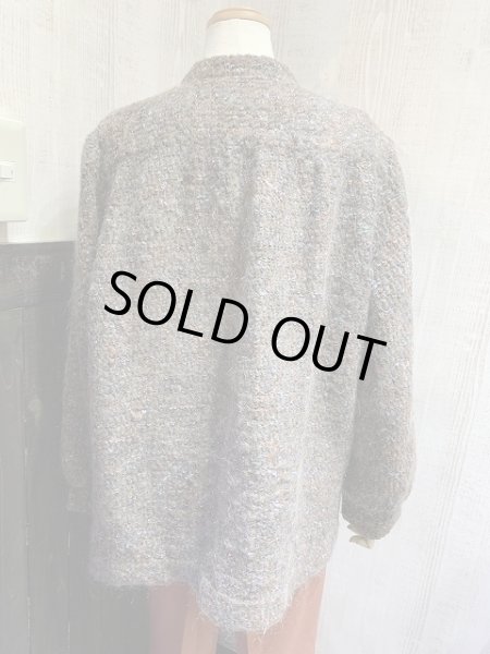 画像3: 80s ビンテージ KORET メランジ織り ミックスカラー モヘア  チャイナボタン ニット カーディガン ジャケット (3)