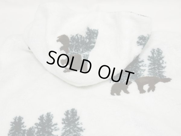 画像15: 90s COUNTRY WOODS アニマルプリント ベア プリント 風景 バイカラー ボア フリース ジャケット フード ブルゾン (15)