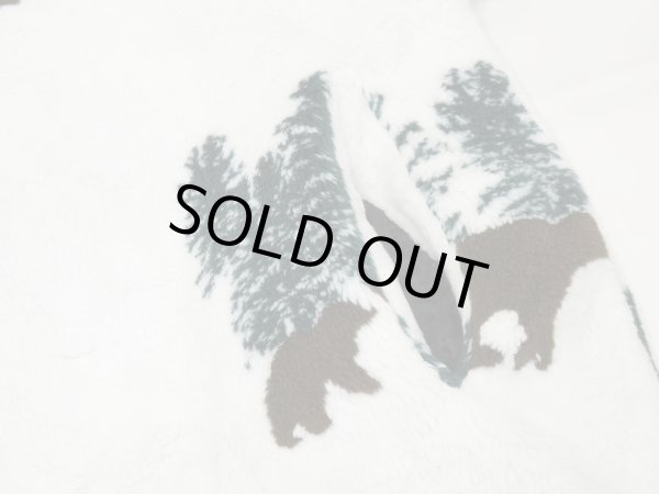 画像10: 90s COUNTRY WOODS アニマルプリント ベア プリント 風景 バイカラー ボア フリース ジャケット フード ブルゾン (10)