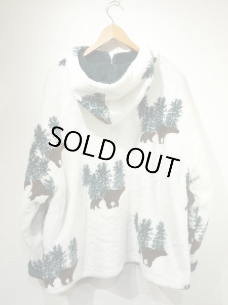 画像6: 90s COUNTRY WOODS アニマルプリント ベア プリント 風景 バイカラー ボア フリース ジャケット フード ブルゾン (6)