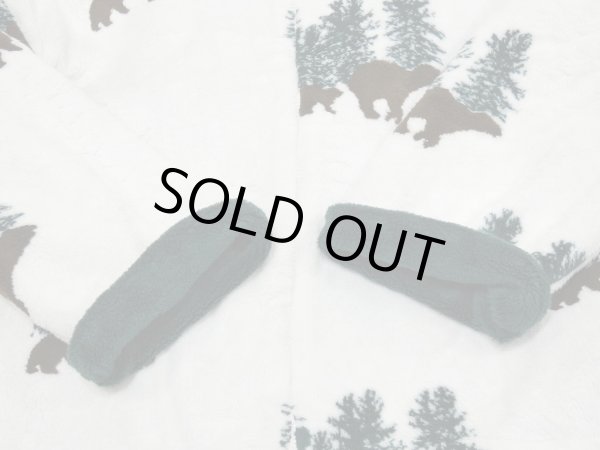 画像11: 90s COUNTRY WOODS アニマルプリント ベア プリント 風景 バイカラー ボア フリース ジャケット フード ブルゾン (11)