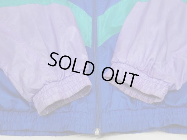 画像11: 90s Reebok 寒色系 ブルーベース ビッグロゴ ナイロン ジャケット ウィンドブレーカー (11)