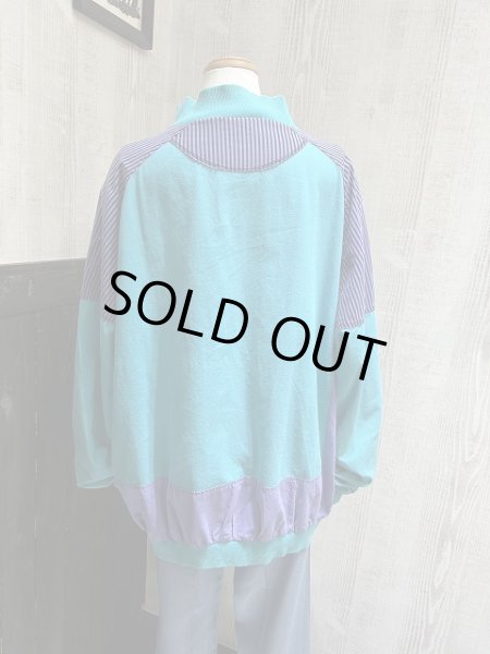 画像3: 80s ユーロ ビンテージ Wagner クレージーパターン バイカラー リブ ハーフジップ プルオーバー スポーツウェア (3)