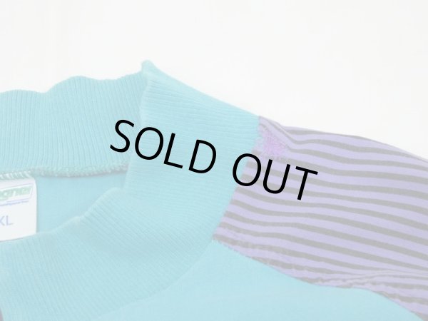 画像8: 80s ユーロ ビンテージ Wagner クレージーパターン バイカラー リブ ハーフジップ プルオーバー スポーツウェア (8)