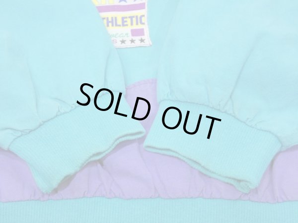 画像15: 80s ユーロ ビンテージ Wagner クレージーパターン バイカラー リブ ハーフジップ プルオーバー スポーツウェア (15)