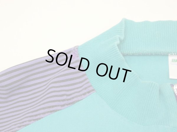 画像9: 80s ユーロ ビンテージ Wagner クレージーパターン バイカラー リブ ハーフジップ プルオーバー スポーツウェア (9)