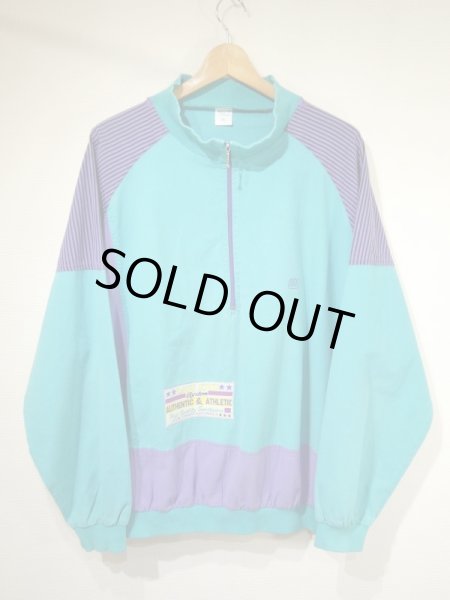 画像4: 80s ユーロ ビンテージ Wagner クレージーパターン バイカラー リブ ハーフジップ プルオーバー スポーツウェア (4)