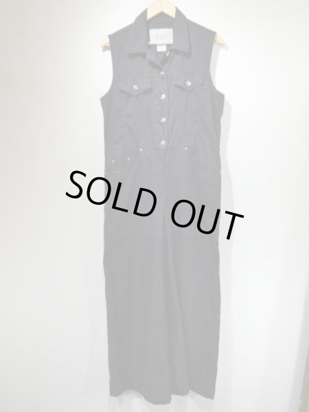 画像5: 90s NATURAL CHOICE WORK WEAR ブラック ライトオンス デニム オールインワン つなぎ ジャンプスーツ  (5)