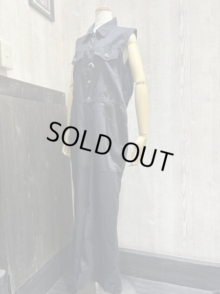 画像3: 90s NATURAL CHOICE WORK WEAR ブラック ライトオンス デニム オールインワン つなぎ ジャンプスーツ  (3)