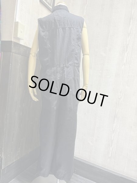 画像4: 90s NATURAL CHOICE WORK WEAR ブラック ライトオンス デニム オールインワン つなぎ ジャンプスーツ  (4)