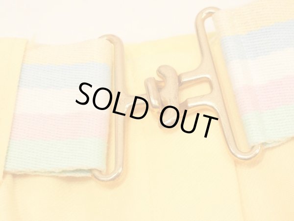 画像8: 70s ビンテージ UNKNOWN ベルト付き パステル イエロー フレア パンツ スラックス (8)