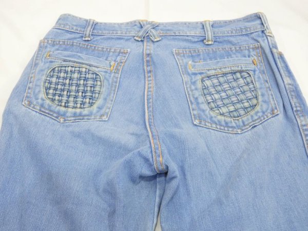 画像15: 70s ビンテージ BRITTANIA SPORTS WEAR アイスブルー バギーフレア デニム パンツ  (15)